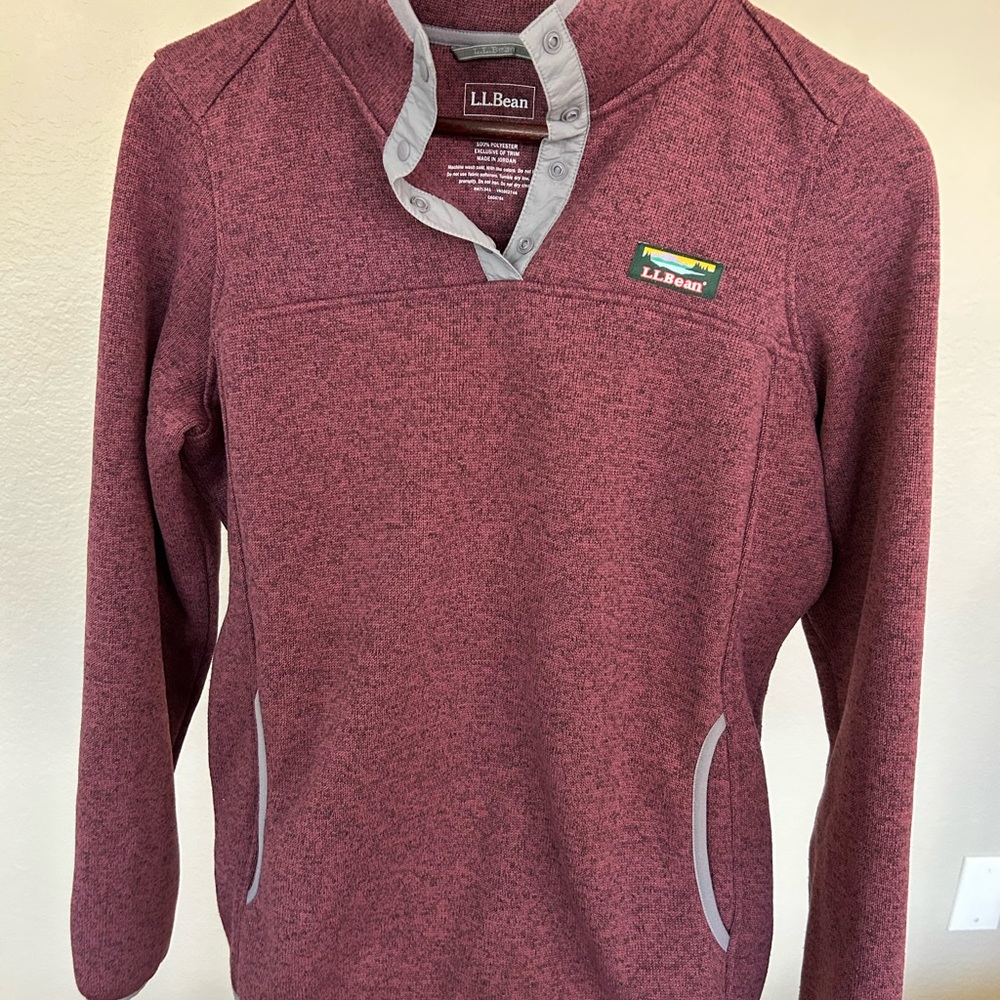 L.L.Bean Snap Fleece Pullover Women’s Small Burgundy Heather Outdoor Jacket